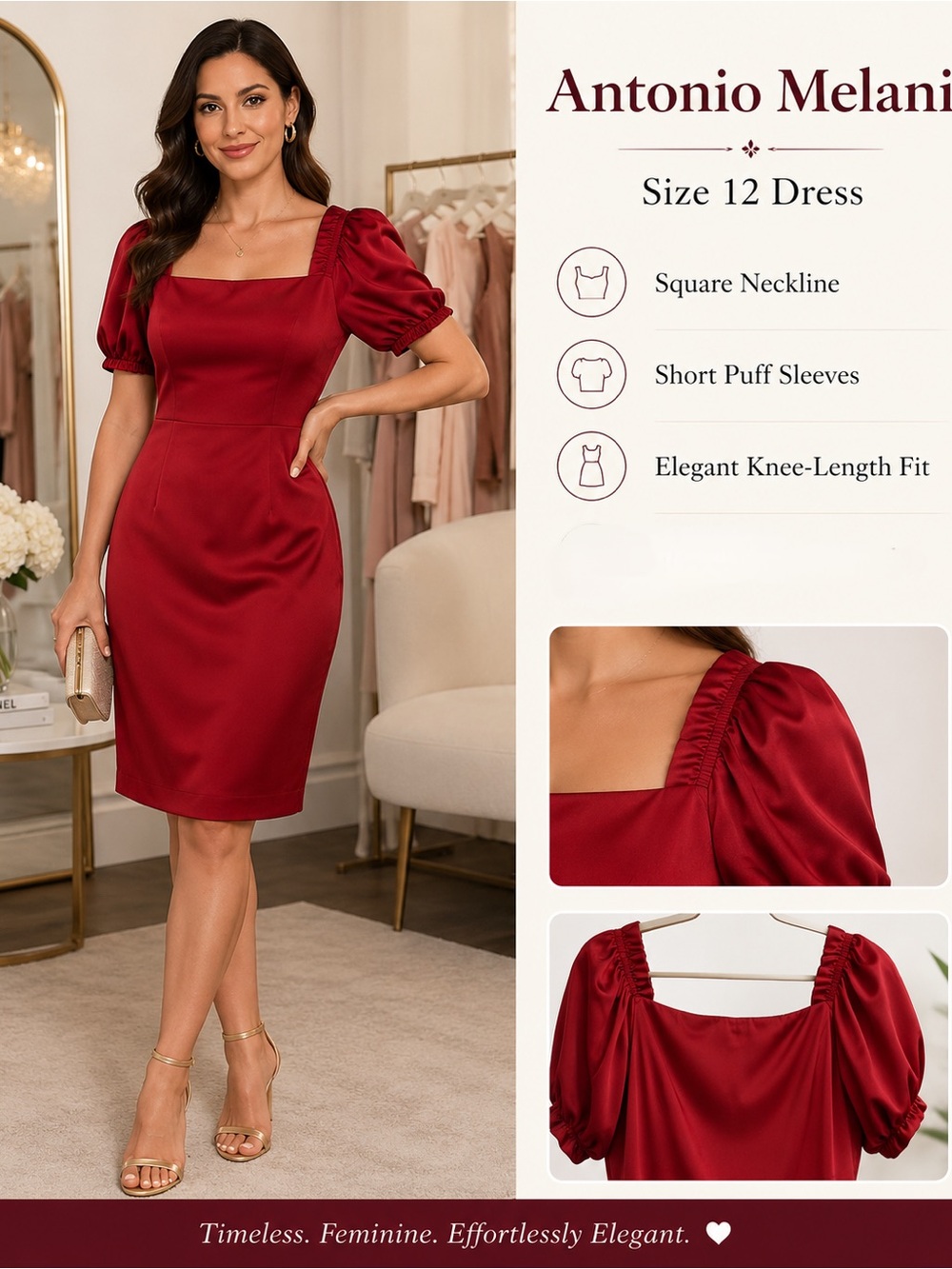 Antonio Melani Pencil Skirt Red Women's Dress - Size 12